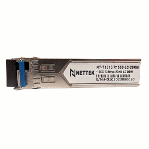 Module quang SFP loại 1 sợi quang chế độ Singlemode. NETTEK NT-T1310/R1550-LC-20KM tốc độ 1.25G
