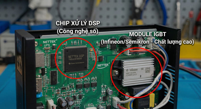 Công nghệ IGBT và vi xử lý DSP tiên tiến bên trong bộ lưu điện UPS Online NETTEK