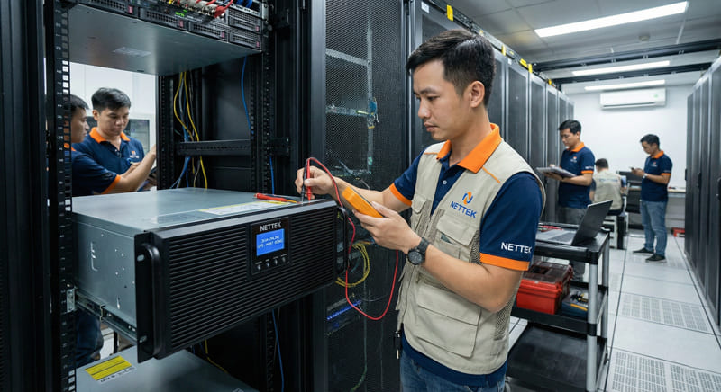 Kỹ sư NETTEK triển khai lắp đặt bộ lưu điện UPS Online cho hệ thống máy sắc ký lỏng HPLC
