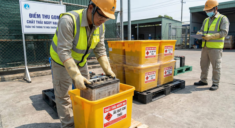 Quy trình thu hồi và xử lý ắc quy chì thải nguy hại theo đúng Thông tư 02/2022/TT-BTNMT của NETTEK