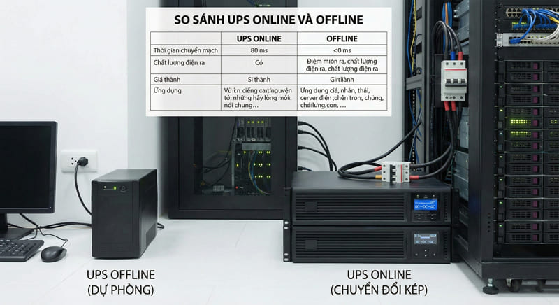 So sánh UPS Online và Offline
