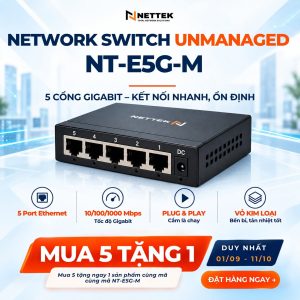 Switch Unmanaged 5 cổng Gigabit NETTEK NT-E5G-M
