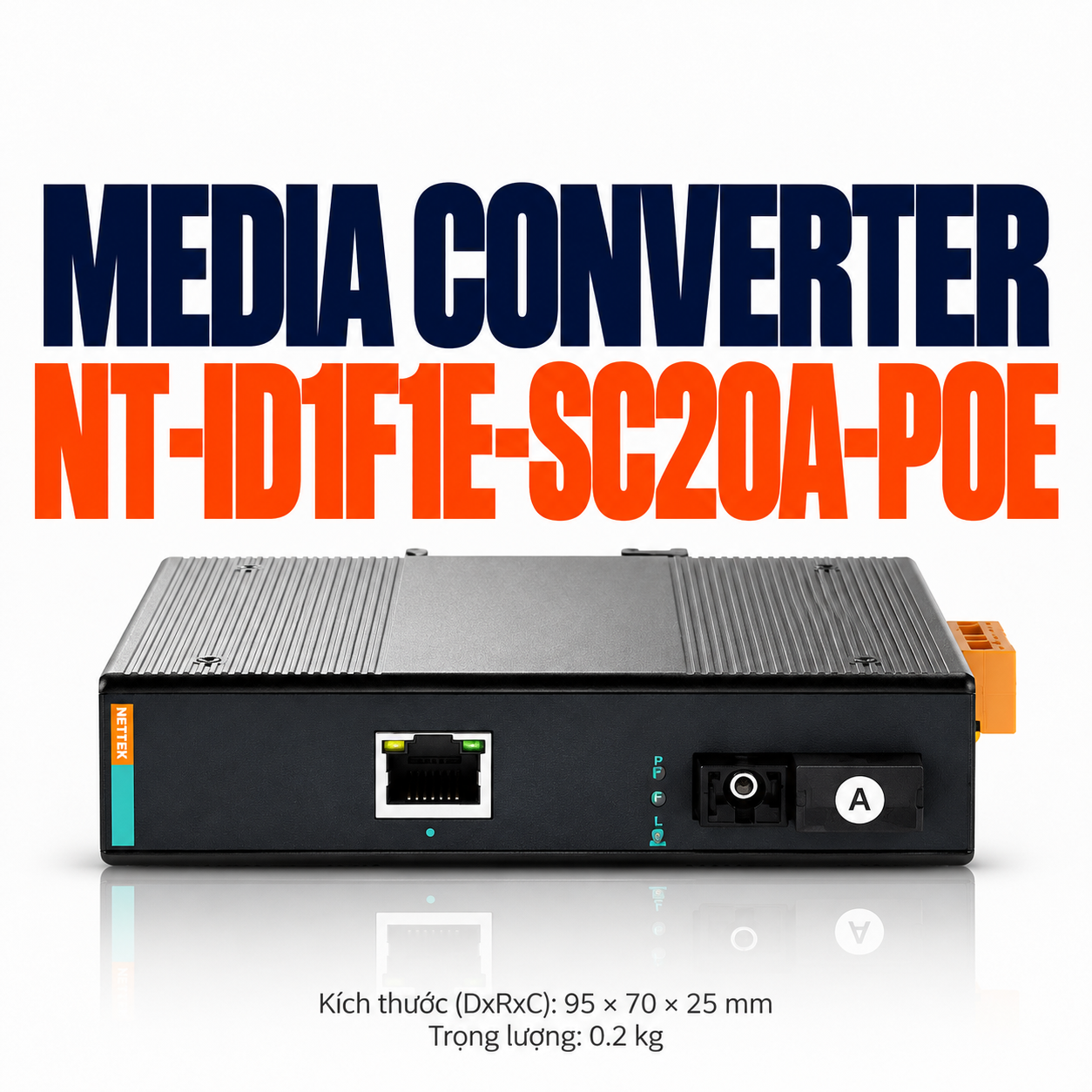 Converter quang PoE 100Mbps