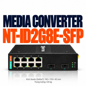 Bộ chuyển đổi quang NETTEK NT-ID2G8E-SFP – 2 cổng SFP, 8 cổng LAN Gigabit