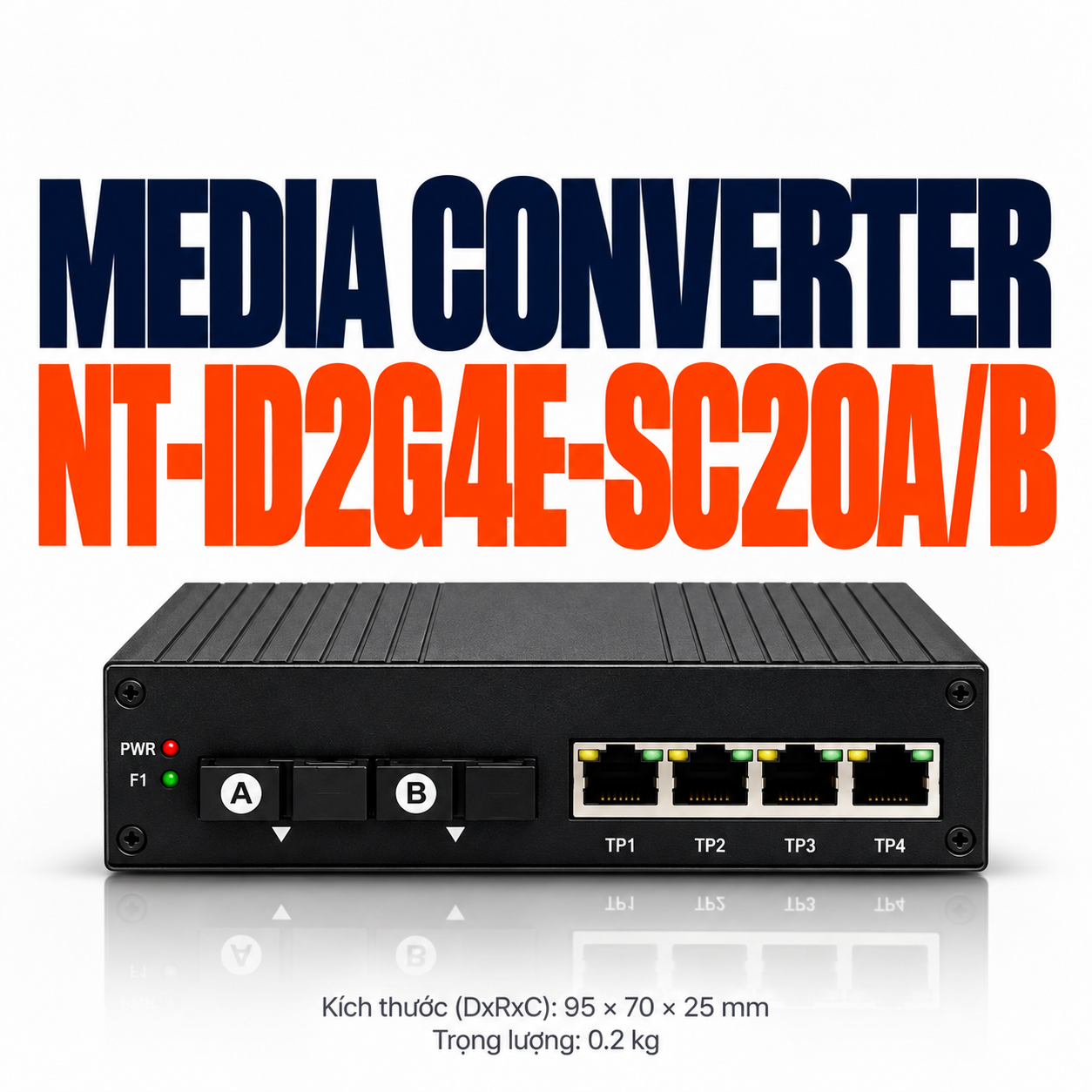 Bộ chuyển đổi quang NETTEK NT-ID2G4E-SC20A/B – 2 cổng SC, 4 cổng LAN Gigabit