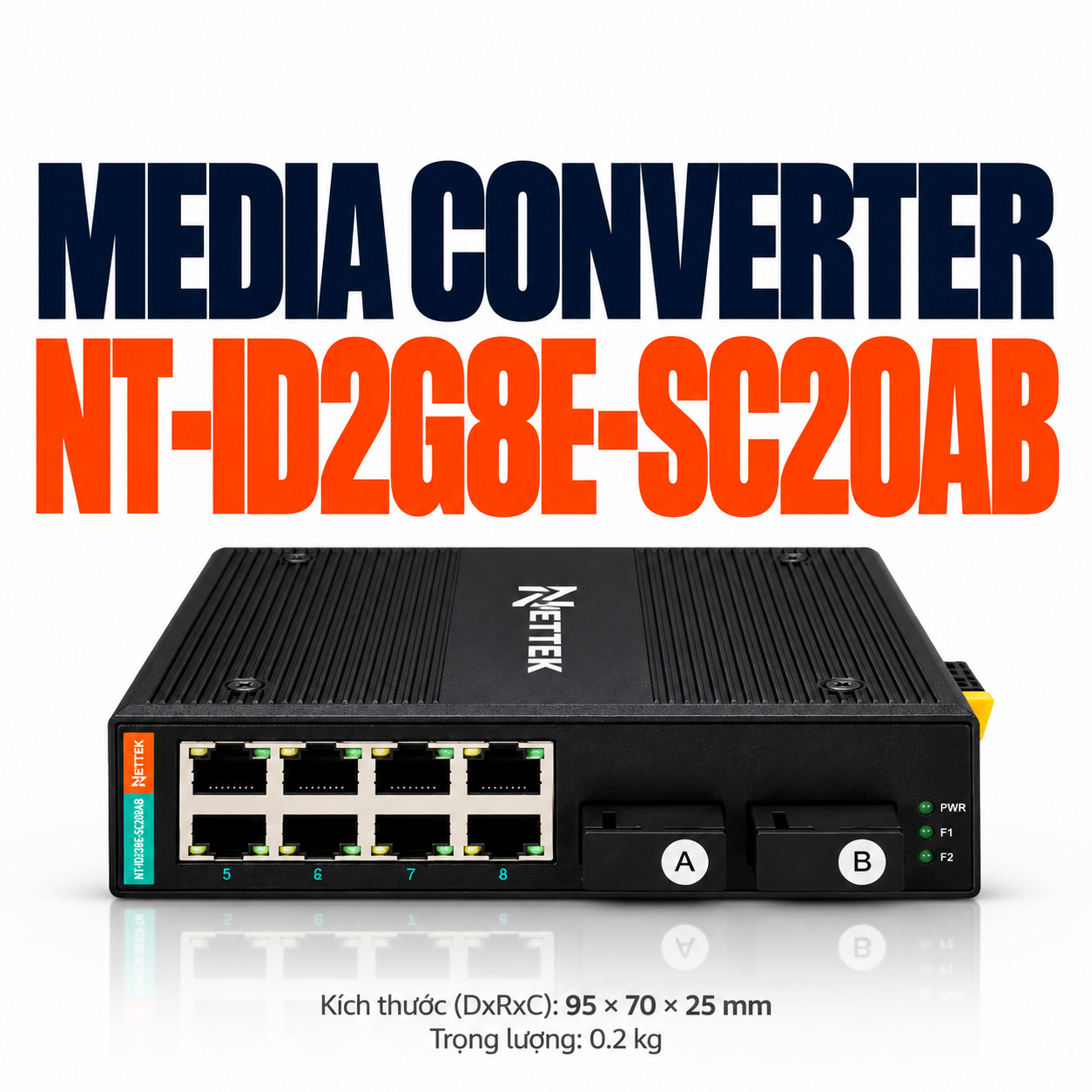 Converter quang Gigabit NETTEK NT-ID2G8E-SC20AB