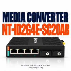 Bộ chuyển đổi quang điện NETTEK NT-ID2G4E-SC20AB 4 Cổng Gigabit