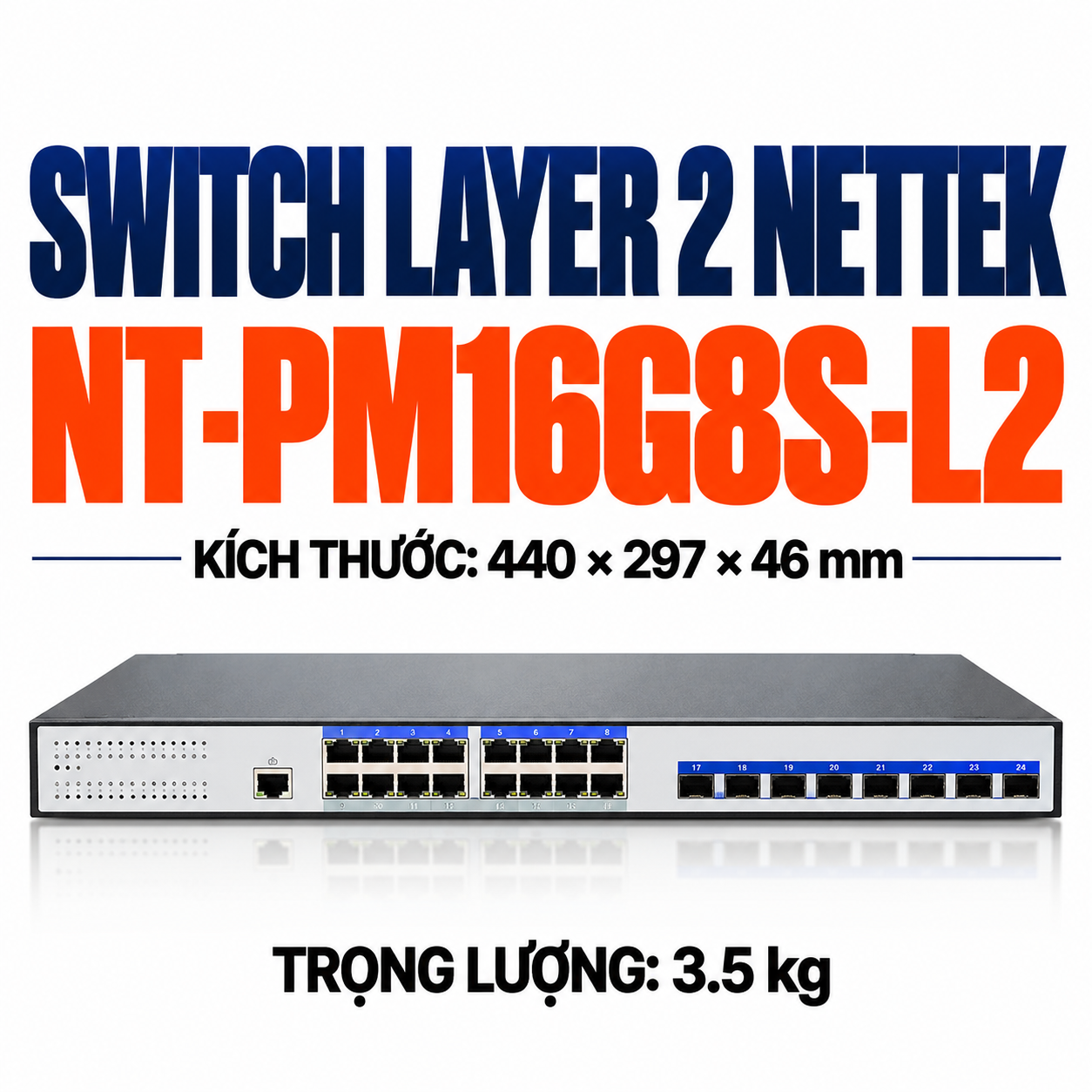 Switch Layer 2 NETTEK NT-PM16G8S-L2