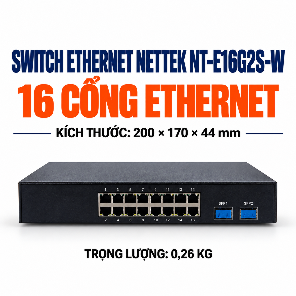 Switch Ethernet NETTEK NT-E16G2S-W Switch Ethernet NETTEK NT-E16G2S-W