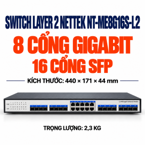 Switch Gigabit Layer 2 NETTEK NT-ME8G16S-L2